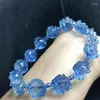 Bangle Natural Aquamarine Armband Fortune Energy Mineral String Woman Amulet smycken Healing Gift 1st