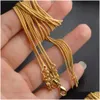 Chains Snake Necklaces Smooth Designs 1Mm 18K Gold Plated Mens Women Fashion Diy Jewelry Accessories Gift With Lobster Clasp 16 18-30 Dhmii