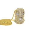 Pendant Necklaces Personality CS Cap Pave Full Rhinestone Masked Necklace Gold Filled Men Hip Hop Rock Jewelry278y