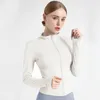 Damen-Yoga-Jacke, leicht, für Laufbahn, Fitnessstudio, Yoga-Jacke, Pullover, schlanke Passform, durchgehender Reißverschluss, Sportjacke mit langen Ärmeln, Taschen und Daumenlöchern, S/M/L/XL