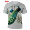 Men's T Shirts 2023 Summer Men Casual 3D Printed Peacock&bird Shirt Unisex Short Sleeves Tops