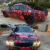 Rood Zwart Camouflage Premium Vinyl Car Wrap Decal Filmblad Folie met Air Channel Release Technology229L