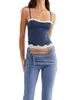 Kvinnors tankar Kvinnor S Spaghetti Straps Cami Top Summer Y2K ärmlös Square Neck Backless Corset Crop Topps Streetwear