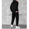 Erkek Trailtsits 2023 Yeni Sıradan Erkekler Spor Giyim İki Parça Seti Sonbahar Kış Kapşonlu Hırka ve Sıcak Ayak Bileği Uzunluk Pantolon Moda Takım J230925
