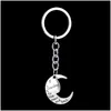 Nyckelringar Moon Heart Keychains Letters Keyrings Sier Car Chain Holder Fashion Pendant Jewelry Gift till Mamma pappa Brother Sister Uncle Dr Dhyvc