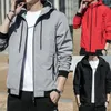 Men's Jackets Men Coat Letter Printing Zipper Closure Long Sleeve Anti Pilling Ribbed Cuff Spring Autumn Loose Drawstring Hooded Jacket