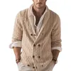 Herentruien Wintergebreide kleding Effen Kleur Grote maten Casual gebreid vest Mode Turn-Down Lange mouwen Herfst bovenkleding