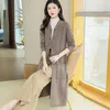 Kvinnors stickor 2023 Autumn Winter Long Sweater Coats Kvinnlig ärm Cardigan Jackor Damer Lossa Sticking Overcoats W540