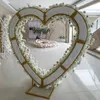 High-grade Wedding Backdrop Decoration Heart Shaped Arch Stand With Artificial Flower For Party Stage Window Display Props