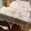 Pano de mesa pastoral artesanal flor algodão crochê toalha cozinha ano capa casa natal festa casamento decoração