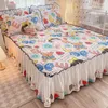 Bed Skirt PEIDUO Super Soft Winter Warm Solid Flannel Elastic Band Fitted Sheet Mattress Protector Cover King Size Double