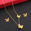 Elegant Real 18K Gold Plated Butterfly Necklace Earrings Jewelry Set for Women Animal Jewelry Set Bride Wedding Jewelry Gift Top Quality Drop Ship