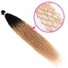 Human Hair Bulks FASHION IDOL Kinky Curly Ponytail Hair Bundles 34 Inch 100g Soft Long Synthetic Hair Weave Ombre Brown Blonde Hair Extensions 230925