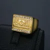 Мужские гладкие кольца из квадратной нержавеющей стали в стиле хип-хоп, ювелирные изделия с покрытием из настоящего золота 18 карат