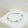 Nouveau Bracelet en cristal bleu en argent Sterling 925 de marque dupe à la mode pour les femmes