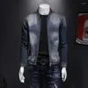 Giacche da uomo Primavera Stile Europeo Colletto alla coreana Colorblock Bomber Pilota Blu Giacca di jeans Uomo Jean Cappotto Moto Abbigliamento casual Soprabito