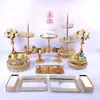 Bakeware Tools 30st Gold Cake Stand Set smidesjärn utsökta rack basdessert bröllop cupcake fest bord godis bar dekor