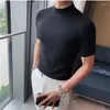 Men's T Shirts 2023 Summer Casual Short Sleeved T-shirts/Male Slim Fit High Collar Tight Set Head T-Shirt Plus Size S-3XL