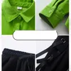 Giyim Setleri Moda Boys Street Dance Caz Kostümü Kızlar İçin Hip Hop Kıyafetleri Yeşil Bluzlar ve Siyah Jogger Pants Sokak Giyim Spor Giysileri