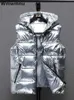 Parkas de plumón para mujer Invierno con capucha Parkas sin mangas brillantes Mujeres Casual Impermeable Abajo Algodón Chalecos ligeros Jacekts Coreano Cálido 4XL Wasitcoats J230925