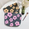 Cute Flower Plush Women's Cosmetic Bag Faux Lamb Wool Ladies Fluffy Storage Bags Winter Warm Girls Makeup Case Clutch Handbags