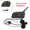 Walkie Talkie V6 Bluetooth Motorcykel Intercom Helmet Headset med BT5.1 Wireless 1200m 6 Riders Interphone Motorcykeltillbehör Stöd GPS HKD230925