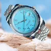 Mens Watches Arabic Scale Quartz Movement 40mm Stainless Steel Case High Quality Auto Date Waterproof Watch Black Blue Dial Design Casual Wristwatch Montre De Luxe