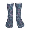 Chaussettes pour hommes Hommes Vélo Denim Textures avec motif de fleurs Coton Compression Femme Chaussette