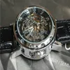 Vinnare Watch Vintage Skeleton Transparent Wheel Gear Totem Sport Militär klockor Läderband Mekanisk automatisk armbandsur295r