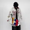 Herrjackor Ny Y2K American Vintage Coat Suede Foam Personlighet Mönster Print Baseball Uniform Early Spring Jacket Ladies Top 2023 L230925