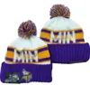 Minnesota Fashion- Beanie Knitted Sports Teams Baseball Football Basketball Beanies Women& Men Pom Fashion Winter Top Caps Sport Knit Hats