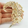 Hele - Mooie Pauwenveren 18K vergulde Clear Rhinestone Crystal Broche Pins216w