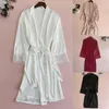 Mulheres sleepwear sexy laço branco noiva dama de honra casamento robe primavera verão mulheres quimono roupão vestido solto cetim nightdress homewear