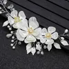 Hair Clips White Flower Headbands Women Girls Bride Headdress Super Fairy Pearls Rhinestone Hairbands Styling Jewelry Accessories