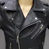 Kadınlar Deri Koreli Siyah Pu Ceket Kadınlar 2023 İlkbahar / Sonbahar Kış Motosiklet Kısa Sokak Giyim Ceket
