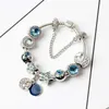 Nuovi braccialetti con ciondoli per occhi di gatto blu Bracciale con perline Braccialetti in argento 925 Stelle luminose Luna Bracciale Gioielli fai da te250G