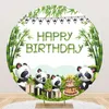 Party Decoration Round Fabric Backdrop Jungle Theme Wild One Animal Black White Panada Kids Birthday Baby Shower Wall Decorations