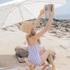 Kadın Mayo Tek Parça Stripe Baskı Bikini Seksi Çizgili Sling Mayo Yaz Mayosu Takım Su Beachwear Kapak Biquini