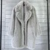 Manteau en fausse fourrure Toka pour femme, mi-long, col de costume, ample, hiver, pardessus en peluche, Sobretudo Feminino Elegante