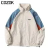 Chaquetas para hombres Coreano Patchwork Varsity Chaqueta Hombres Mujeres Japonés Harajuku Color Block Windbreaker Abrigos Primavera Thin Vintage Chaquetas de carga 230925