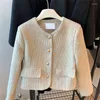 Women's Jackets 2023 Luxury Jacket Women Spring Fall Korean Chic Long Sleeve Coloured Yarn Short Coat Elegant High Quality Tweed Cropped