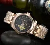 Relojes de pulsera para hombres 2023 Nuevos relojes para hombre Tourbillon Cinco agujas Reloj mecánico automático Tis 1853 Top Marca de lujo Correa de acero Hombres Moda Fase lunar