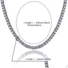 Теннис Выпускной 3 5 мм Ожерелья со льдом Aaa Цирконий Медь Алмаз Дизайнер 1 ряд Мода Хип-Хоп Ювелирные Изделия Для Мужчин Женщин 18K G Dhp9S