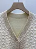 920 2023 Runway Autumn Women's Cardigan V Neck Sweaters märke samma stil långärmad vit p modekläder hög kvalitet Qian6