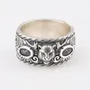 S925 retro sterling silver inlaid tiger head ring trend hip hop men and women couple jewelry gift281V