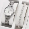 Armbandsur Ladies Quartz handledsklockor klänning titta på kvinnor kristall diamant rostfritt stål silver klocka montre femme