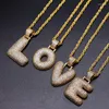 Pendant Necklaces Lucky Sonny Factory Price DIY A-Z Bubble Letters Necklace Initial A Alphabet Charm Gold Color CZ Micro Pave Men Jewelry