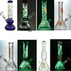 Hookahs Glow in the Dark Oil Dab Rigs 6 Arm Tree Perc Glass Bongs 18mm Female Joint Glowing Water Pipe 5mm Thickness Beaker Bongs Jellyfish Smoking GID05