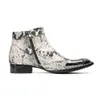 Handmade High Quality Snake Skin Men Ankle Boots Genuine Leather Steel Metal Toe Fashion Cowboy Boots Dress Daily Shoes
