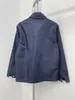 Giacche da uomo 2023 Autunno Polo Colletto Camicia a maniche lunghe Moda Tasca applicata in nylon allentato Nascondi giacca versatile di alta qualità blu